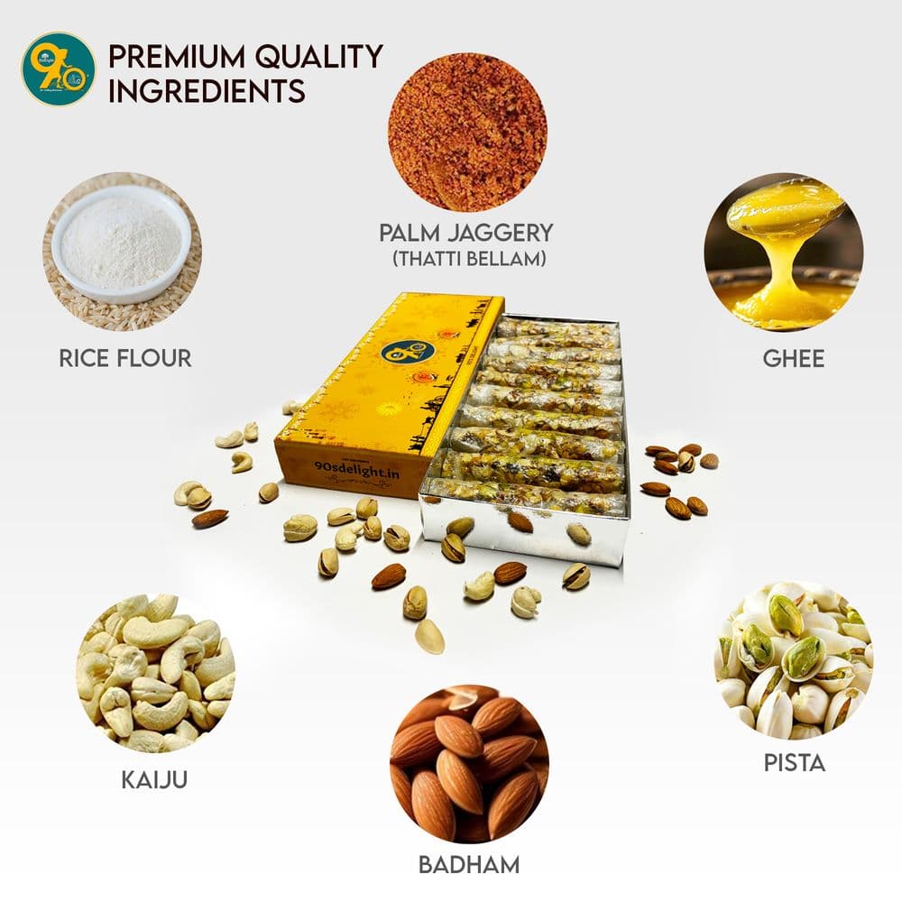 Organic Palm Jaggery Dry Fruits Putharekulu thumbnail 2